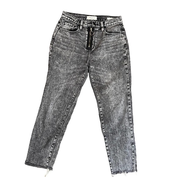PacSun Vintage Icon Women's Raw Hem Ring Zipper Distressed‎ Jeans Black Size 26 - Picture 1 of 8